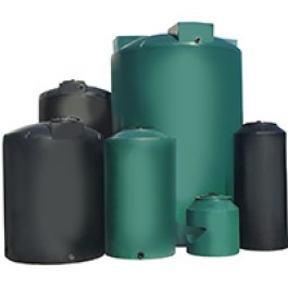 45 Gallon Chem-Tainer Black Plastic Vertical Water Storage Tank