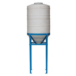 350 Gallon Dura-Cast Natural White Cone Bottom Tank with Stand