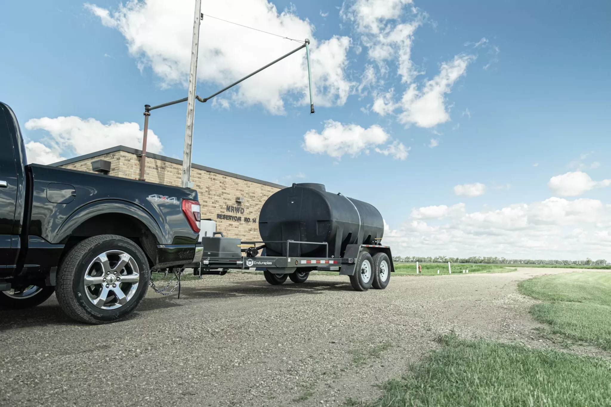 Water trailer staged and ready for jobsite delivery
