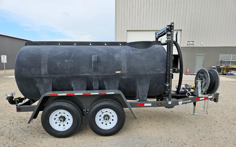 1,000 gallon DOT spray trailer with rear spray bar for field watering