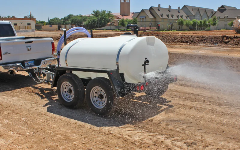 Water trailer at a construction site