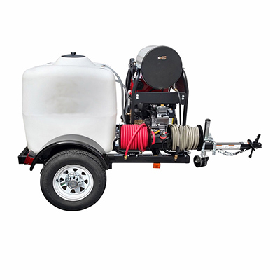 Hot water pressure washer trailer system