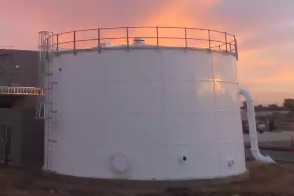 White painted bolted steel tank