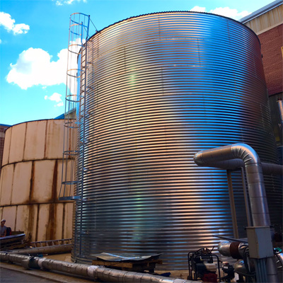 Steel water tank for fire protection