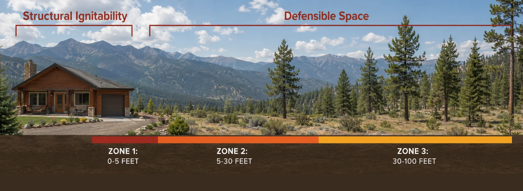 Defensible space water trailer pre-wetting a property perimeter