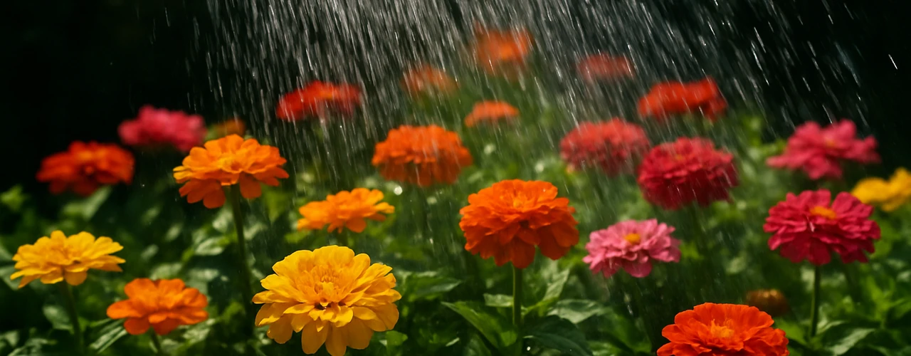 Roses Getting Watered by Irrigation Trailer