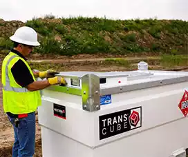 man opening transcube cabinet